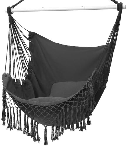 Hängesessel Outdoor, Hängesessel Indoor mit 2 Kissen, Hängesessel ohne Gestell bis 150 kg, Hängestuhl für Erwachsene, Hängesitz für Indoor, Outdoor, Schlafzimmer und Garten