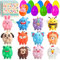 Ostergeschenke für Kinder, 12 Ostereier und 12 3D Tier Pop Puppen, Plastik Ostereier 8.5 cm x 6 cm, Perfekt für Osterkörbchen, Deko für Party, Klassenzimmer & Osteranreize Jungen und Mädchen