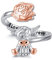 URONE Ring Mit Hochlandkuh 925er Sterlingsilber Hochlandkuh-Rose Verstellbar Süße Tier-Offenringe Kuh-Schmuck Geschenk Für Frauen