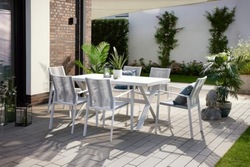 Primaster Garten-Essgruppe Santorini 6 Personen Aluminium/Seil Essplatz Set