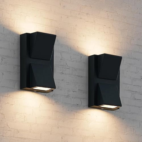 Gouzloyed LED Wandleuchte Innen/Außen,6W,IP65,Warmweiß,2 stücke | Außenleuchte Wandlampe Modern Wandbeleuchtung Up-Down-Beleuchtung Dekorative Wandlichter für Garten,Balkon