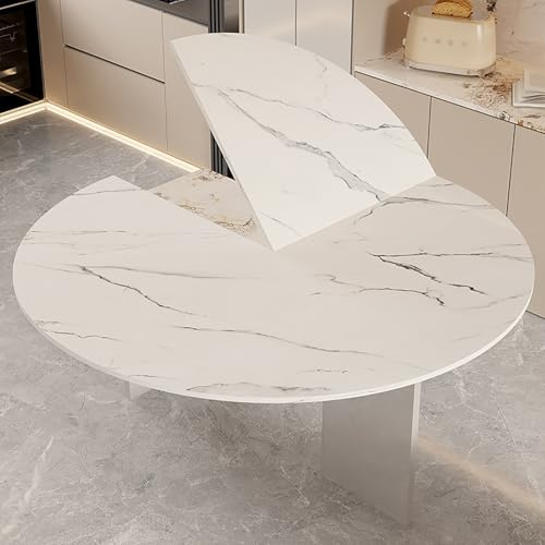 Hoixin Grand Plateau De Table Rond Pliable Uniquement Plateau De Table De Remplacement Économisez de l'espace Table Pliante en Bois Circulaire sans Pieds Convient aux restaurants familiaux(Blanc,150cm