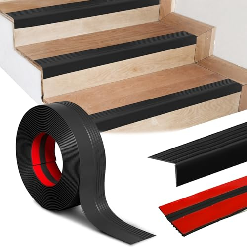 Treppenkantenprofil Selbstklebend, 4 Meter Treppenstufen Antirutsch, Flexible Winkelprofil Anti-Rutsch Treppenkante für Außen und Innenbereich