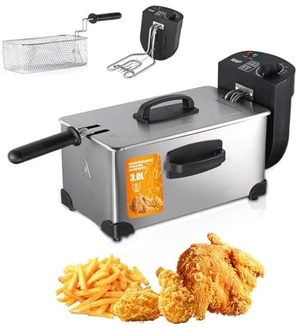 2000w Stainless Steel Deep Fryer, 3l Double Cylinder Electric Fryer, Automatic Constant Temperature, Intelligent Temperature Control, High Power Heating, For French Fries, Fried Chicken And Fish