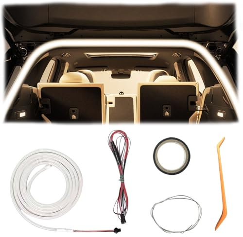 Dynamic Flowing Car Trunk Light Strip, 2M/4M Auto-Kofferraum Lichtstreifen, Flexible Automatischer Sensor Tail Box Lichtleiste, Innenbeleuchtung Dekoration (Warm weiß, 2M)