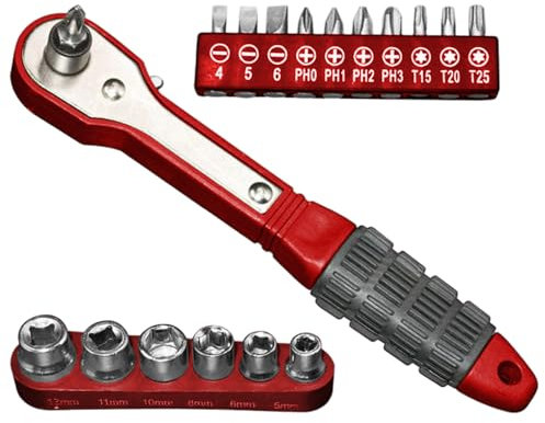 Ergonomischer Zwei -Way -Anti -Slip -Griff Für -Cricchetto -Keys -Kit, 17 Kompakte Cricchet -Schlüsselstücke | Sparen Sie Bemühungen Bei Inländischen Projekten Reparaturen Bei Autos Und Wartungsrepara