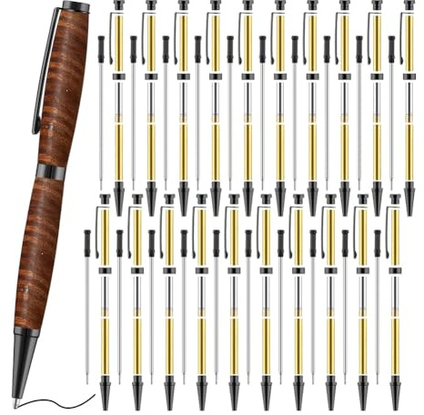 Sknrlko 20 Stk. 7mm Slim Pen Set mit Nachfüllungen -Drehkugelschreiber-Set für DIY Kupfer Lehrer Studenten C
