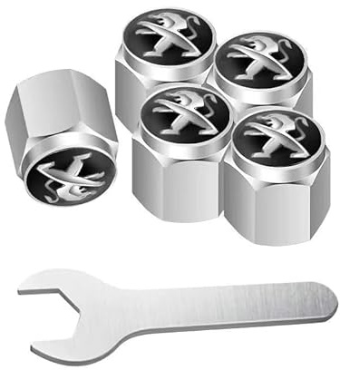Ventilkappen Auto für Peugeot 308 GTI 2015-2025, Aluminium Reifenventilkappen Ventildeckel Auto-Reifen Ventilabdeckung Autoventil Kappe mit Dichtung Auto Dekoration Zubehör,White