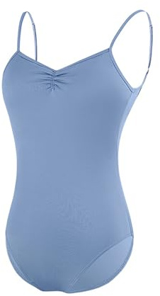 Mesduri Damen Ballett Trikot V-Rücken Turnanzug mit Verstellbare Träger Tanz-Body Gymnastik Bodys Camisole Tanzkleidung für Training
