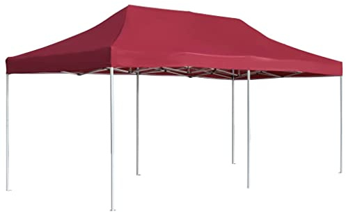 QJBSAVVA Profi Partyzelt 6x3 m Weinrot Faltbar Aluminium Gestell Robustes Oxford PVC Dach Sonnenschutz für Grill Garten Feste Outdoor Event Shelter