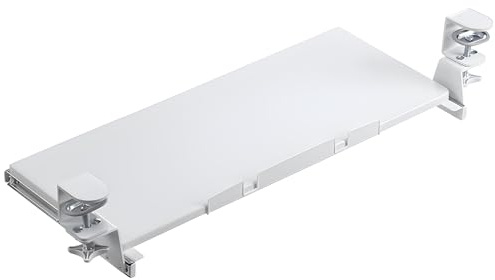 Generisch 68 x 28 cm Große Ausziehbare Tastaturablage for Eckschreibtische, Computer Tastaturauszug mit C-Klemme, Weiß