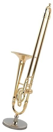 DGRTYG Miniatur Posaune aus reinem Kupfer mit unterstützenden Musikinstrumenten Ornamenten und schwarzer Lederbox