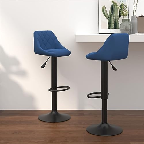 Tonture Barhocker 2 STK. Blau Samt, Höhenverstellbar mit Fußstütze, 360° Drehbar, Modernes Design für Kücheninsel, Esszimmer, Tresen, Wohnzimmer, Möbel
