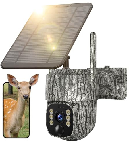 VOOPEAK 4G LTE Cellular Trail Camera, 2.5K Game Cameras Built-in SIM Card Hunting Cameras Solar Wireless Battery with 360° View & Playback, Night Vision, Motion Activated Wildlife Cam