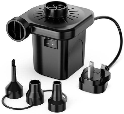 Motorenbau Electric Air Pump for Inflatables with 3 Nozzles | 220-240V AC Inflator & Deflator, Quick-Fill for Outdoor Camping, Air Mattress Bed,Boat,Inflatable Cushion,Couch,Pool Float