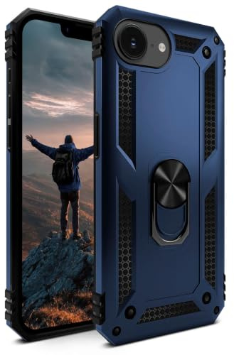 ONEFLOW für iPhone 17e Hülle mit Handygriff Ständer, Outdoor Schutzhülle stoßfest Panzerhülle mit Kameraschutz, Handyhülle Hybrid TPU Case, Titan Cover, matt Blau