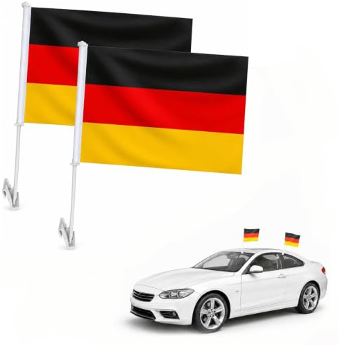 Deutschlandflagge 2er Set Deutschland Flagge Auto,30x45cm Flagge mit Deutschland für WM Deko 2026 Fußballparty,Football Fan Item Outdoor-Flagge,Wasserdicht,Autofahnen für Fenster,Autodekoration