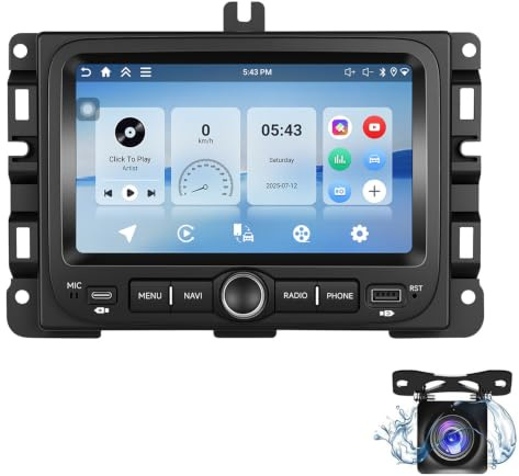 Autoradio Für Jeep Renegade/Compass 2016 2017 2018 2019 2020 2021 Mit CarPlay Android Auto Kabelloser Verbindung 7-Zoll-Bildschirm Bluetooth Rückfahrkamera GPS WLAN, Equalizer FM-R(Color:4 Core 2+32G)