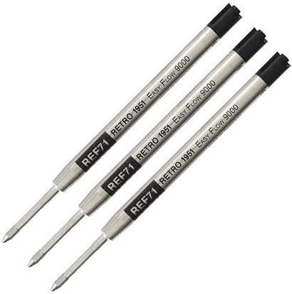 RETRO 51 Easy Flow 9000 Ballpoint Refill 3 Pack Black