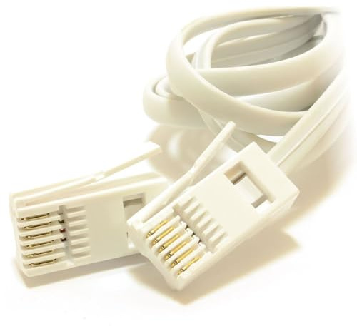 kenable BT Telephone Cable 6 Wire Male to Male Plug 631A RJ11 6P6C Straight Through Connection White 5m
