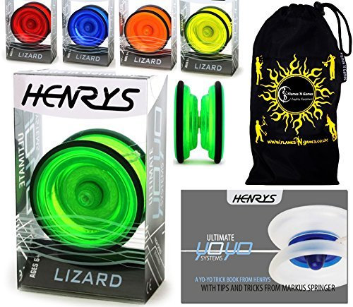 Henrys LIZARD Pro Yo-Yos, Beginners YoYo's With Yo Yo String, Book Of Tricks & Travel Bag! (Yellow) by Henry's Yo Yo's