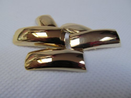 Fat-catz-copy-catz False medium/long length French Acrylic half tips false fake nails & glue (70 shiny gold tips in box)
