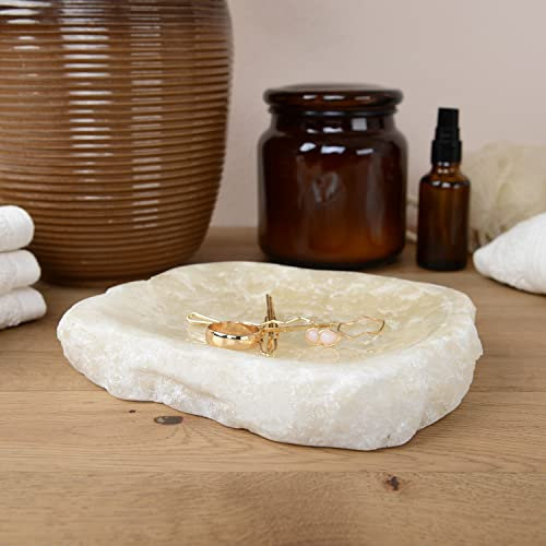 wohnfreuden Onyx-Marmor Schale honigbraun rund 23 cm - Naturstein Badezimmer Seifenschale Wohnzimmer Dekoration