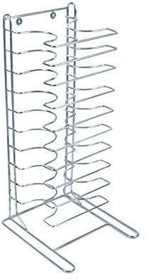 Pizzablechhalter aus Chromnickelstahl - für Pizzableche ab Ø 22 cm bis max. 45 cm, SCHWERE AUSFÜHRUNG und in PREMIUM-QUALITÄT / A1 - 10 Auflagen, Ablagefläche: 22 x 17 x 6,0 cm, Höhe: 70 cm / A2 - 15 Auflagen, Ablagefläche: 22 x 17 x 3,5 cm, Höhe: 70 cm (10 Auflagen)