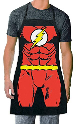 ShopINess Delantal Divertido Flash Style Delantal de Cocina Original para Barbacoa, Fiestas y Regalo Ajustable y Resistente, Unisex Adulto