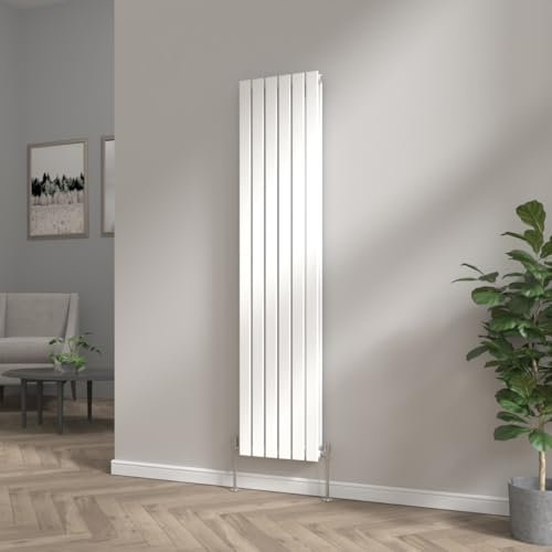 NRG 1800x408 Vertical Column Designer Radiator Gloss White Double Flat Panel