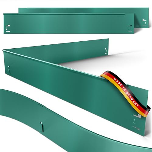 Rasenkante - 3,45m Verlegelänge - Garten Beeteinfassung Metall 18,5cm Hoch - Stabile Beetbegrenzung Grün - 3er Set Je 1,2m Länge - Verformbar & Ultraleicht
