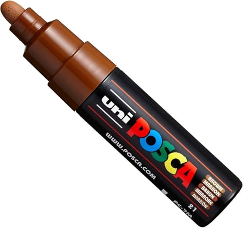 Posca Uni PC-7M Paint Marker Art Pens - Large Bullet Nib 4.5-5.5mm - 15 Colours - New for 2017 - Brown