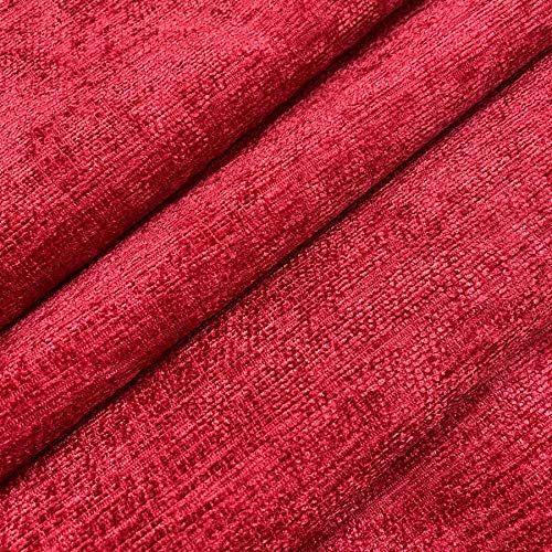 RED Designer Luxury Soft Plain Solid Heavy Weight Upholstery Curtain Cushion Chenille Velvet Fabric FIRE Retardant Shimmering Look Sofa Furniture Material Sold BY THE METRE