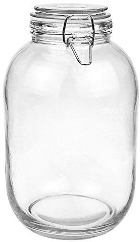 Folinstall Tarros de almacenamiento de vidrio herméticos con tapa, tarros grandes de 1 galón, tarros de huevo de pepinillo de boca ancha, recipiente de vidrio transparente para Kombucha, Limoncello,