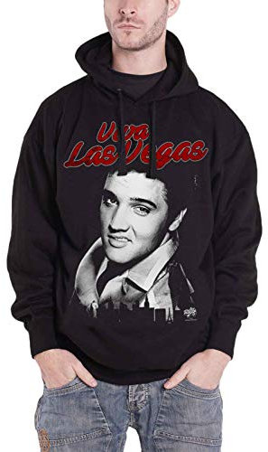 Elvis Presley Herren RD-37-ELV003-H17-14 Kapuzenpulli, Nero, XXL