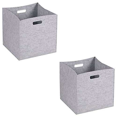 IDIMEX Faltbox Felt, schöne Aufbewahrungsbox mit Filzstoff, praktische Ordnungsbox im 2er Pack, Zeitlose Stoffbox in grau