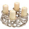 Edler Silberner Adventskranz Art Deco Weihnachts-Gesteck aus Metall Ø 30cm Silber Deko-Kranz Weihnacht Stumpen-Kerzen-Halter Weihnachten Advent Winter Weihnachts-Deko Wohungs-Dekoration