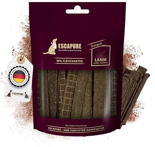 ESCAPURE Stangerl - Hunde Leckerli aus Lammfleisch in Premium Qualität - 98% Muskelfleisch - Protein Trainingssnacks ohne künstliche Zusatzstoffe & Getreide (150g)