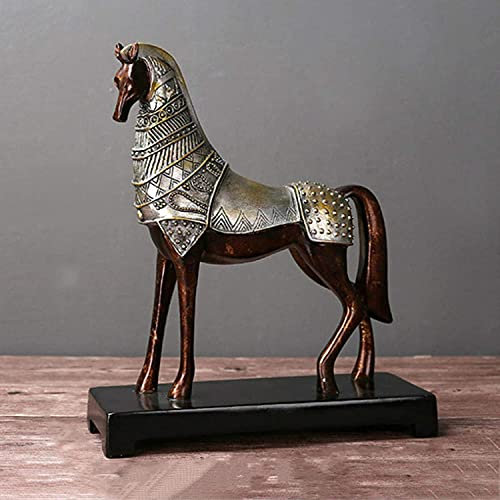Desktop-Skulptur Krieg Pferd Skulptur China Tang Dreifarbige Glasierte Keramik Pferd Statue Tier Dekoration Kunst Figuren Home Office Dekoration Handwerk Geschenk (Color : Chocolate)