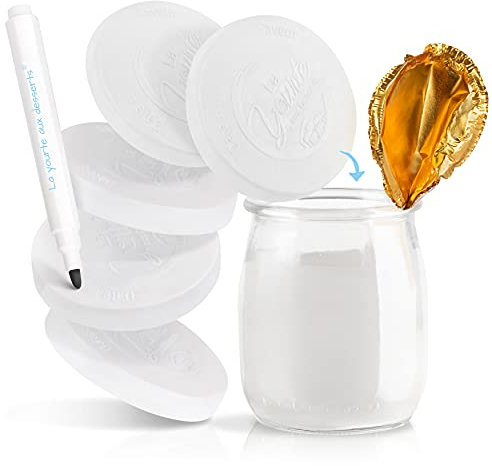 30 Couvercles pour Pot de Yaourt en Verre Type La Laitière et Autres Bocaux de Ø56mm – Clipsables, Hermétiques, Étanches – Normes EU Contact Alimentaire, sans BPA – FEUTRE OFFERT (Blancs)