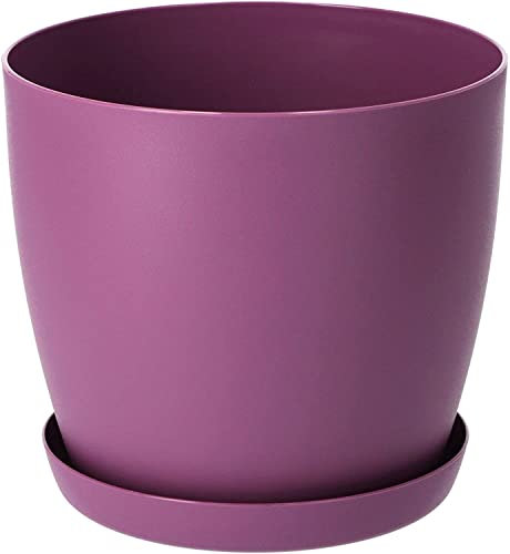 B2C Flower Pots 6 Colours 8 sizes Matt Plastic Plant Pots Planter + Saucer Tray Deco (Violet Matt, 18 cm)