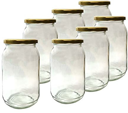 DIAH DO IT AT HOME 900 ml Jam Jars and Twist-Off Lids - Jar (900ml) Pickle Chutney Honey Storage - DIAH (24 x Glass Jar 900ml + Lid)