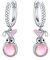 Hasen Ohrringe Creolen Mädchen 925 Sterling Silber Kinder Creolen Rosa Mondstein Hasen Ohrringe Tier Creolen Ohrringe Weihnachts Geschenk für Damen Mutter Tochter (Rosa)