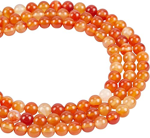 nbeads 3 Stränge Ca. 135 STK. Grade A Naturstein perlen Stränge, 8mm Natürliche Karneol Lose Perlen Runde Edelstein Perlen Charms Für Halskette Armband Schmuckherstellung, Bohrung: 1 mm
