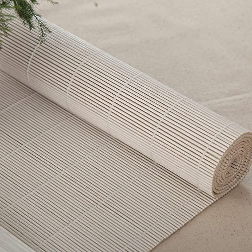 Bambusrollo 50% Lichtfilter-Rollo,Sonnenschutz Und Sichtschutz Rollo,Raffrollo Natur Jalousine Bambusrollo,Seitenzugrollo Anti-UV, Für Terrasse/Garten/Fenster,Weiß (WxH:130x220cm/51x87in)