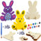 12 Stück Hasen aus Holz zum Bemalen,DIY Ostern Holz Hase,Ostern Holz zum Malen,Osterhase Kinder Bastelsets mit Selbstklebend Puppe Augen und Bemaltes Set, für Kinder Ostern und Frühling zum Dekorieren