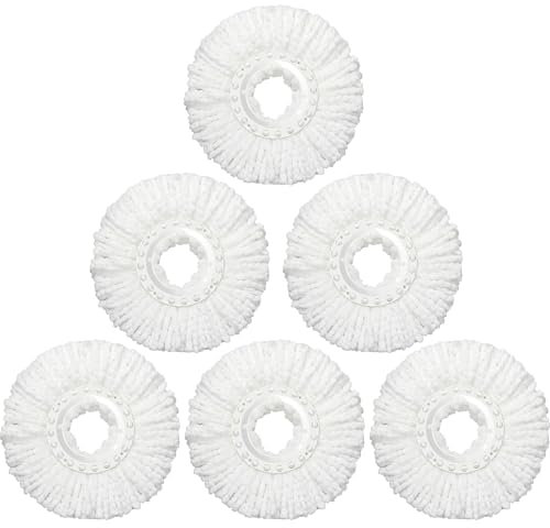Wodemom 6 Pack Mop Heads Replacements Washable Microfiber Spin Mop Refill Cleaning Supplies for Home, Office, Industrial and Commercial Use,Compatible with Hurricane,Mopnado Spin Mop