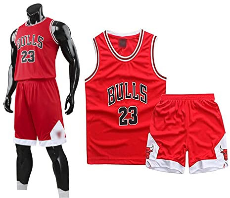 Basketball Trikot Shirt und Shorts, Erwachsene Basketball Jersey, Basketball ärmellose Anzug, Basketball Sportbekleidung, T-Shirt Weste + Shorts, Jugendlich Sweatshirt(2XL,Rot)