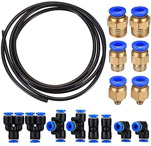 10M PU Pneumatikschlauch, Pneumatic Polyurethane Pneumatik Schlauch, Flexibel Druckluftschlauch, mit 8 Stück Pneumatikverbinder Air Push Schnellkupplungen (Y/T/L/I förmig), Außen 6mm x Innen 4mm