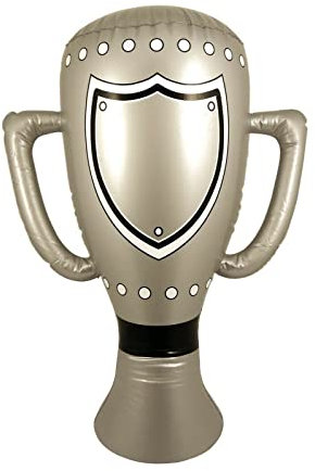 TRTO 1pcs 60cm Inflatable Trophy Silver Cup Kids Football Prize Prop Blow Up Party Pool Easy to Use with Attractive Looks